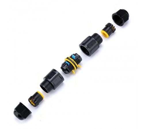 Соединитель-коннектор 3-контактный водонепроницаемый LD545 IP68, черный  49233  STEKKER