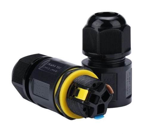 Соединитель-коннектор 3-контактный водонепроницаемый LD545 IP68, черный  49233  STEKKER