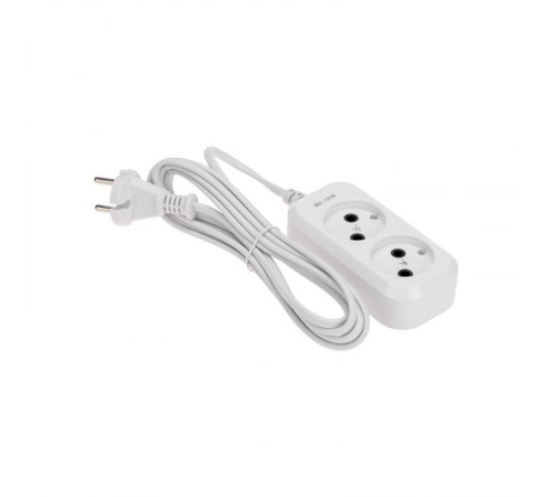 Удлинитель 2 гнезда, 3м, 2х0,75мм, б/з, белый  13-4201  PROconnect