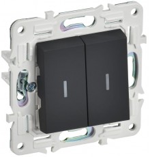 SKANDY Выключатель 2-клавишный проходной с индикацией 10А SK-V10G графит  SK-V22-1-10-K53  IEK