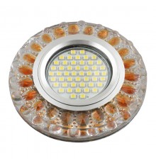 Светильник декор.встр Luciole DLS-L151 GU5.3 GLASSY/GOLD GU5.3 доп.LED подсветка 3Вт, стекл,зерк./прозр.+светло-коричневый.  UL-00003909  Fametto