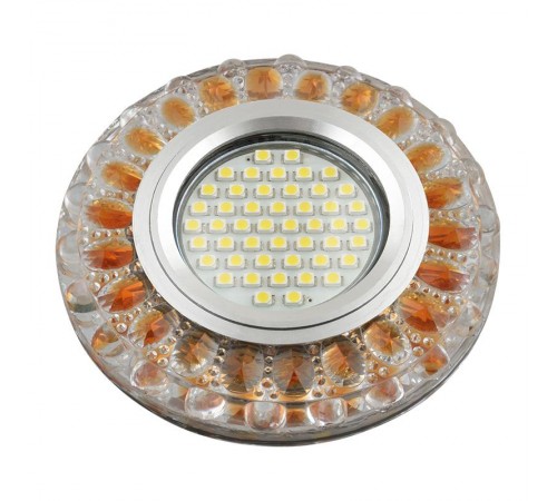 Светильник декор.встр Luciole DLS-L151 GU5.3 GLASSY/GOLD GU5.3 доп.LED подсветка 3Вт, стекл,зерк./прозр.+светло-коричневый.  UL-00003909  Fametto