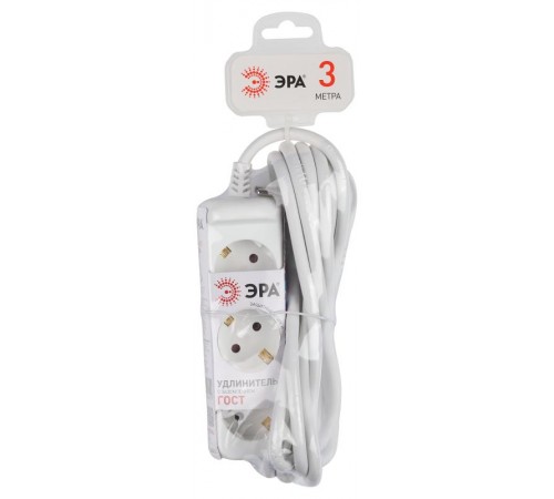Удлинитель электрический U-3e-3m-3x1,5 с заземлением 3 розетки 3м ПВС 3x1,5мм2 16А  Б0044032  ЭРА