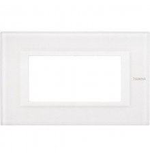 Axolute декоративные накладки прямоугольной формы, Белый, цвет белое стекло, на 4 модуля  HA4804VBB  Legrand
