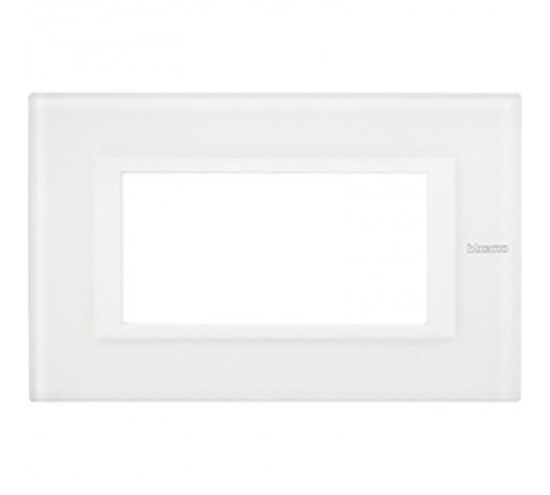 Axolute декоративные накладки прямоугольной формы, Белый, цвет белое стекло, на 4 модуля  HA4804VBB  Legrand