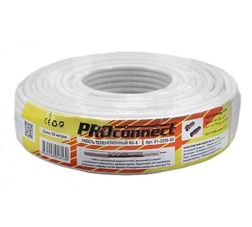 Кабель RG-6U, (48%), 75 Ом, 100м., белый  01-2205  PROconnect