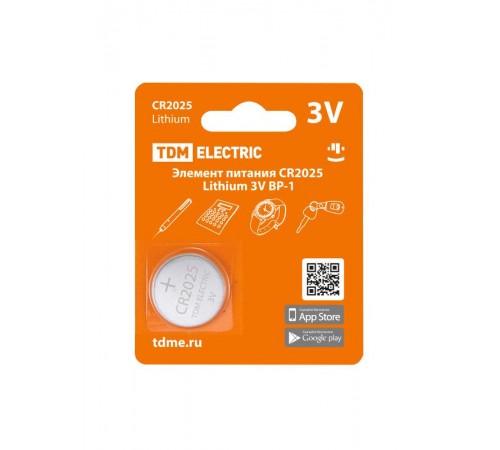 Элемент питания CR2025 Lithium 3V BP-1  SQ1702-0098  TDM