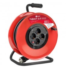 Удлинитель на катушке "Гефест 2.0" 4 гнезда 50м с заземлением и предохранителем КГ 3*1,5 16А/3,5кВт PROxima  UKG02-16-R315-4-50  EKF