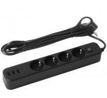 Сетевой фильтр  USF-4es-3m-3xUSBA-B с базовой защитой с заземлением с выключателем 4 розетки+3xUSBA 3,1A 3м 10А   Б0059570  ЭРА