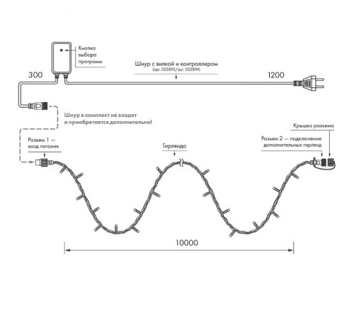Светодиодная гирлянда ARD-STRING-PRO-10000-BLACK-100LED-LIVE RGB (230V, 7W)  025838  Arlight