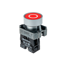 Кнопка плоская с маркировкой, красная, знак "О", 1NC,мет. MTB2-BAZ12432  58168  ОВЕН