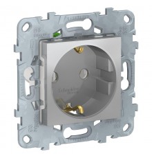 Unica New Алюминий Розетка с/з, без шторок, с быстрозажимными клеммами  NU505630  Schneider Electric