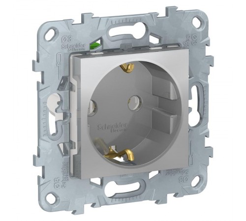 Unica New Алюминий Розетка с/з, без шторок, с быстрозажимными клеммами  NU505630  Schneider Electric