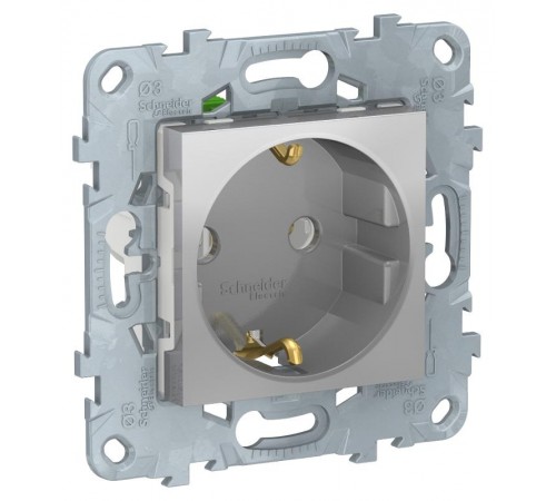 Unica New Алюминий Розетка с/з, без шторок, с быстрозажимными клеммами  NU505630  Schneider Electric