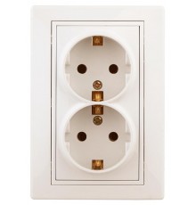 1-205-02 Intro Розетка 2X2P+E Schuko, 16А-250В, IP20, СУ, Plano, сл.кость  Б0027616  Intro