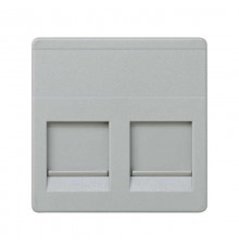 Simon 27 Адаптер со шторками на 2 коннектора AMP (UTP, FTP, RJ12), широкий модуль, S27, серый  27486-37  Simon