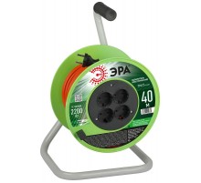 Удлинитель силовой  RP-4-2x1.0-40m на пластиковой катушке без заземления 4 розетки 40м ПВС 2х1мм2   Б0059783  ЭРА