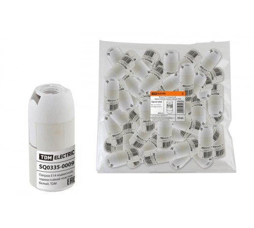 Патрон подвесной термостойкий пластик Е14 белый  SQ0335-0009  TDM