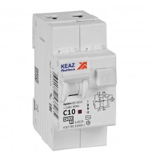 Выключатель автоматический дифференциального тока OptiDin D63-23C10-AC-У3 (2P, C10, 100mA, 4,5кА)  328104  КЭАЗ