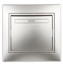 1-101-03 Intro Выключатель, 10А-250В, IP20, СУ, Plano, алюминий  Б0030030  Intro