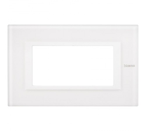 Axolute декоративные накладки прямоугольной формы, Белый, цвет белое стекло, на 4 модуля  HA4804VBB  Legrand