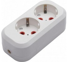 PST16-210-20 Колодка для удлинителя 2-местная с/з, 250В, 16A, белый  39010  STEKKER