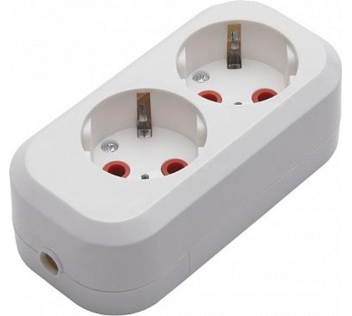 PST16-210-20 Колодка для удлинителя 2-местная с/з, 250В, 16A, белый  39010  STEKKER