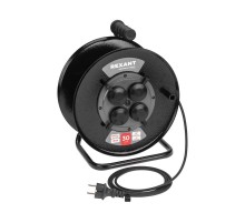 Удлинитель силовой КГ на катушке 4 гнезда, с/з, 30м, 3х1,5мм, IP44 c защитными крышками, металлическая катушка  13-5011  REXANT