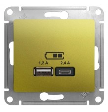 Glossa Фисташковый USB Розетка A+С, 5В/2,4А, 2х5В/1,2 А, механизм  GSL001039  SE