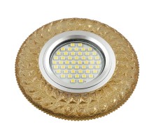 Светильник декор.встр Luciole DLS-L144 GU5.3 GLASSY/GOLD GU5.3 доп.LED подсветка 3Вт, стекл,зерк./светло-желтый.  UL-00003888  Fametto