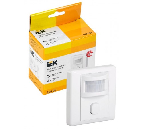 Датчик движения ДД 029 белый, макс. нагрузка 600Вт, угол обзора 120град., дальность 9м, IP20,  LDD12-029-600-001  IEK
