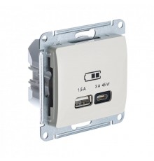 Glossa Молочный USB Розетка A + тип-C 45W высокоскор.заряд. QC PD  GSL000929  SE