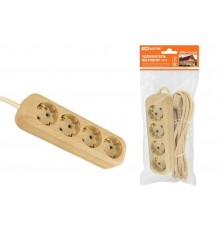 Удлинитель бытовой У04 4 гнезда, 5метров,2П+3, ПВС 3х1мм2 "Эко" (сосна) 16А/250В  SQ1303-2012  TDM