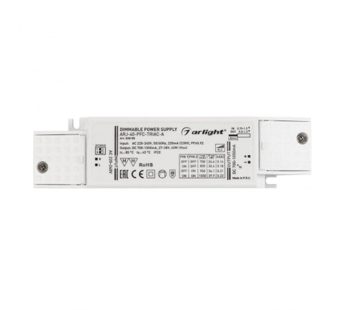 Блок питания ARJ-40-PFC-TRIAC-A (40W, 700-1050mA)  028185  Arlight