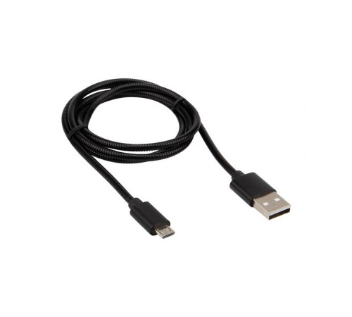 USB кабель microUSB, шнур в металлической оплетке серебристый  18-4241  REXANT