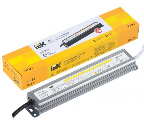 Драйвер для светодиодных лент LED ИПСН-PRO 30Вт 12В IP67 блок-шнуры  LSP1-030-12-67-33-PRO  IEK