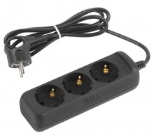 Удлинитель электрический UX-3e-1,5m-B с заземлением 3 розетки 1,5 м ПВС 3x0,75мм2 10А черный  Б0057721  ЭРА