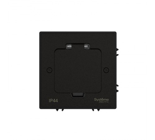 MultiDesk Лючок с розеткой 2К+З, 16А/250В, IP44 с монтажной коробкой для бетонных полов Чёрный матовый, тип MDK21  MDK21202MBC  SE