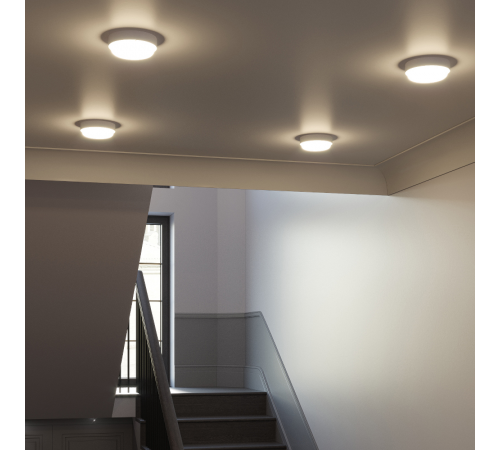 Светильник светодиодный пылевлагозащищенный для ЖКХ Elementary круг 15W 1100lm 4000K 160-260V IP65 D155*52мм бел с микровол сенс  126411215-S  Gauss