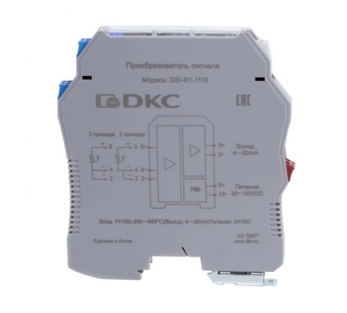 Преобразователь сигнала DSI, 1 вход RTD Pt100, 1 выход 4...20 мА  DSI-R1-1110  DKC