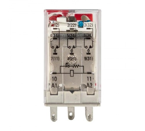 Реле промежуточное с кнопкой и мех. Индикацией RPAt 22/3 10A 230В AC  AVERES  rpat-22-3-230AC  EKF