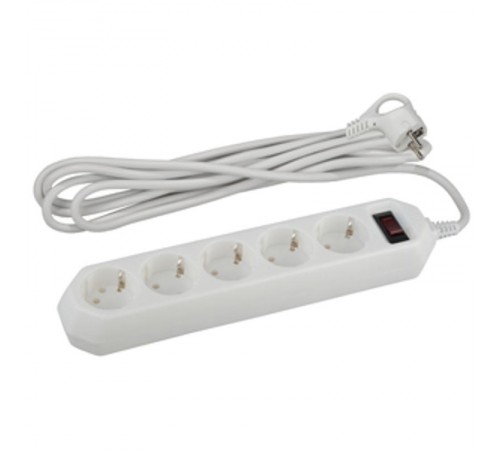 Сетевой фильтр USF-5es-5m-W   (белый) с заземл, 3x0,75мм2, с выкл, 5гн, 5м (20/500) Б0019738  ЭРА