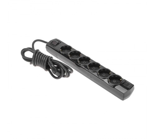 Удлинитель PREMIUM 6 гнезд, 3м, 3х1,5мм, с/з, с выключателем, черный  13-4119  REXANT