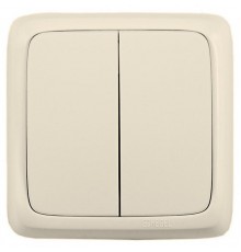 Выключатель открытой установки, двухклавишный, с изолирующей пластиной, цвет слоновая кость  ВА10-153-01  HEGEL