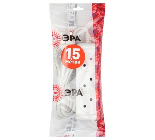 Удлинитель 3 гнезда 1,5м б/з 10А  U-3-1,5m ПВС  Б0028354  ЭРА