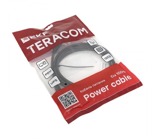 Кабель питания TERACOM для ИБП, ПК и мониторов разъемы C13-C14 сеч. 3x0.75мм2 250В 2м  TRC-PCA-C13-C14-0.75-2M  EKF