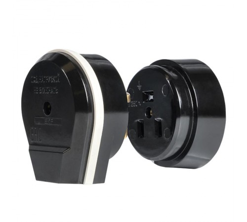 Разъем РШ-ВШ 32А 250В 2P+PE (ОУ) карболитовый черный EKF PROxima  AS-250-O-03  EKF