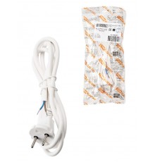 Шнур сетевой с вилкой ПВС 2x0,75мм2 1,5м б/з белый  SQ1305-0071  TDM