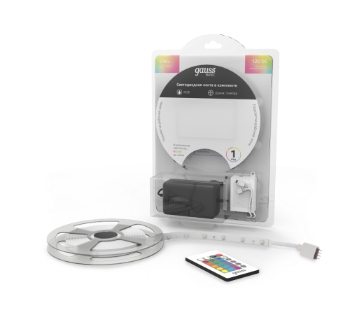 Лента светодиодная Basic в комплекте LED 5050/30RGB+30W 12V 6W/m 390lm/m RGBW 10mm IP20 3m 1/50  BT010  Gauss