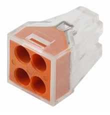 Строительно-монтажная клемма СМК NO-222-27 модель 104, 4 отверстия, 1.0-2.5мм2 (уп.4шт.)  Б0033375  ЭРА